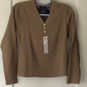 Charter Club‎ ribbed, marled brown women’s sweater, pullover. Size large. NWT